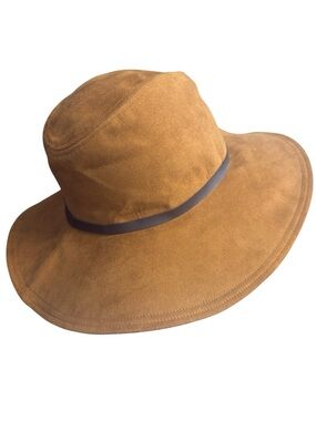 ZARA Accessories Suede Fedora in Mustard Brown